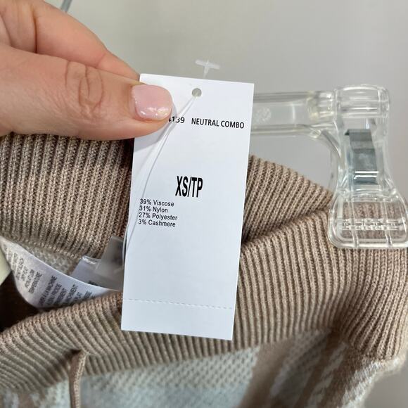 Elie Tahari XS Knit Lounge Pants Neutral Birdseye Plaid Wide Leg Soft Comfy Chic - Picture 8 of 11